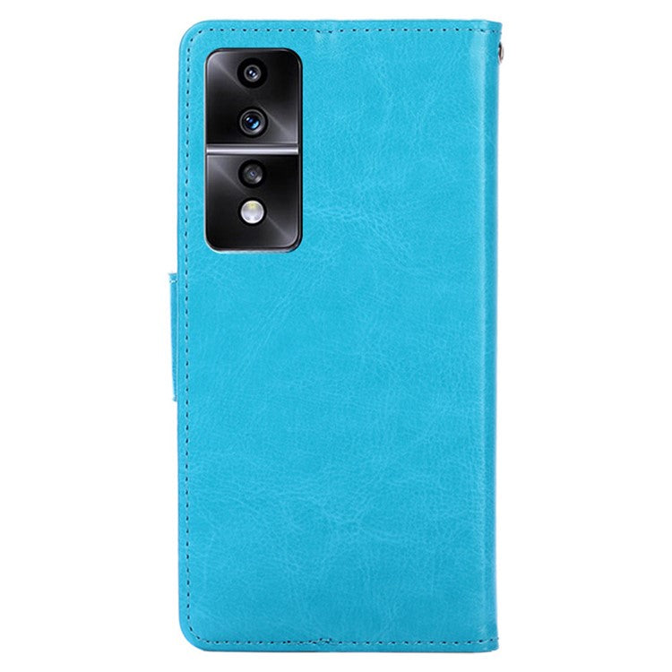 For Honor 80 GT 5G Textured PU Leather Wallet Phone Stand Cover Shockproof Mobile Case - Baby Blue