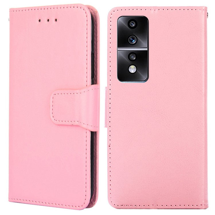 For Honor 80 GT 5G Textured PU Leather Wallet Phone Stand Cover Shockproof Mobile Case - Pink