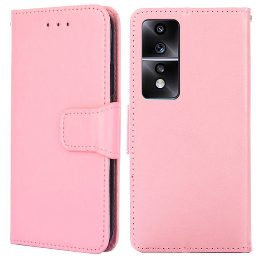 For Honor 80 GT 5G Textured PU Leather Wallet Phone Stand Cover Shockproof Mobile Case - Pink
