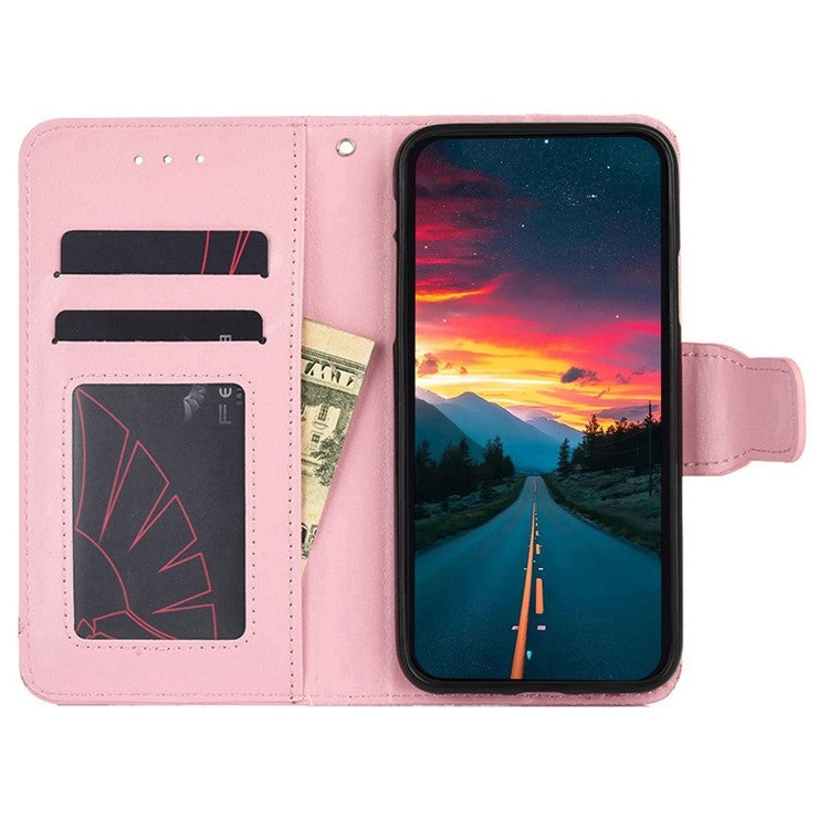 For Honor 80 GT 5G Textured PU Leather Wallet Phone Stand Cover Shockproof Mobile Case - Pink