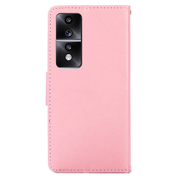 For Honor 80 GT 5G Textured PU Leather Wallet Phone Stand Cover Shockproof Mobile Case - Pink