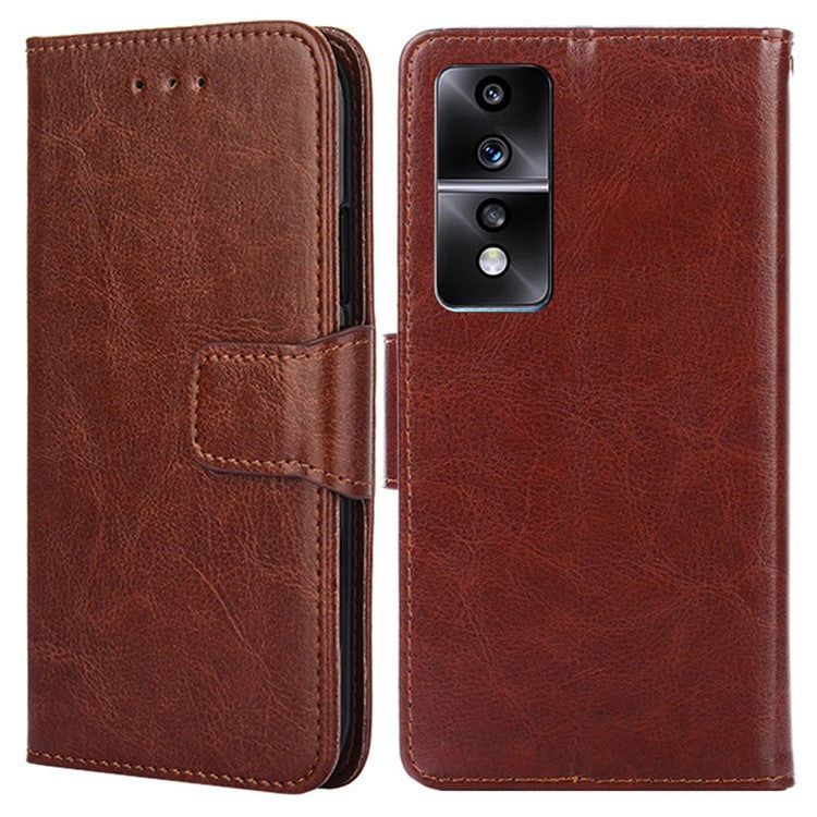 For Honor 80 GT 5G Textured PU Leather Wallet Phone Stand Cover Shockproof Mobile Case - Brown