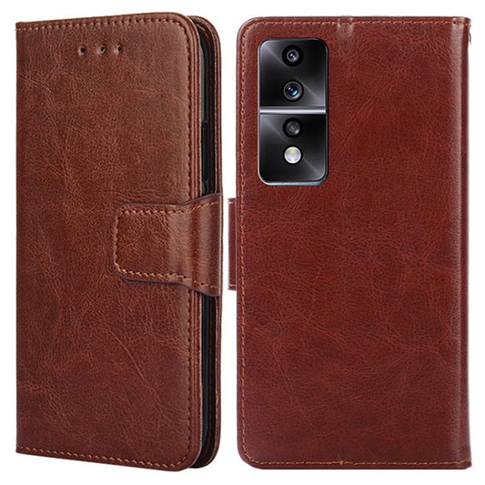 For Honor 80 GT 5G Textured PU Leather Wallet Phone Stand Cover Shockproof Mobile Case - Brown