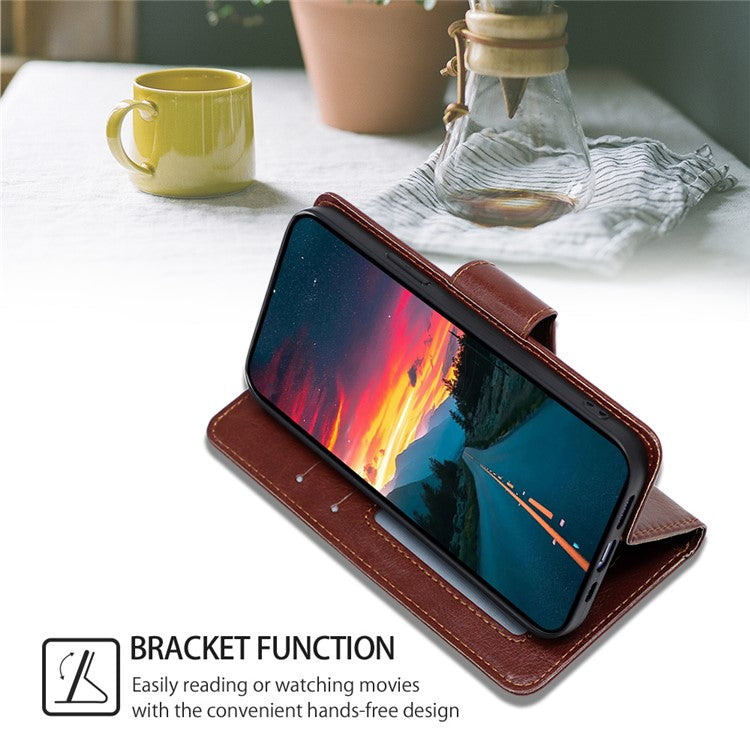 For Honor 80 GT 5G Textured PU Leather Wallet Phone Stand Cover Shockproof Mobile Case - Brown