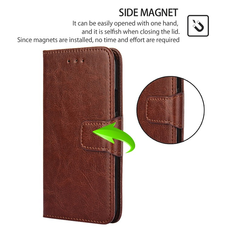 For Honor 80 GT 5G Textured PU Leather Wallet Phone Stand Cover Shockproof Mobile Case - Brown