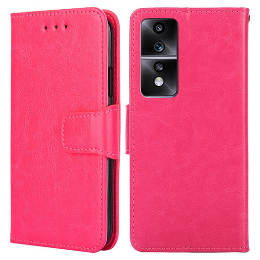 For Honor 80 GT 5G Textured PU Leather Wallet Phone Stand Cover Shockproof Mobile Case - Rose