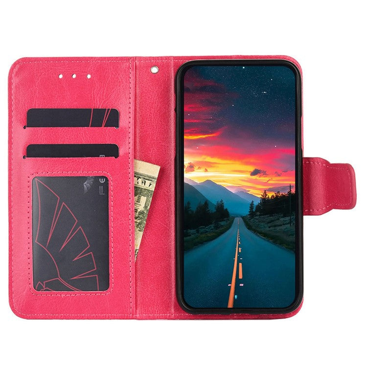 For Honor 80 GT 5G Textured PU Leather Wallet Phone Stand Cover Shockproof Mobile Case - Rose
