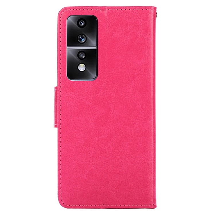 For Honor 80 GT 5G Textured PU Leather Wallet Phone Stand Cover Shockproof Mobile Case - Rose