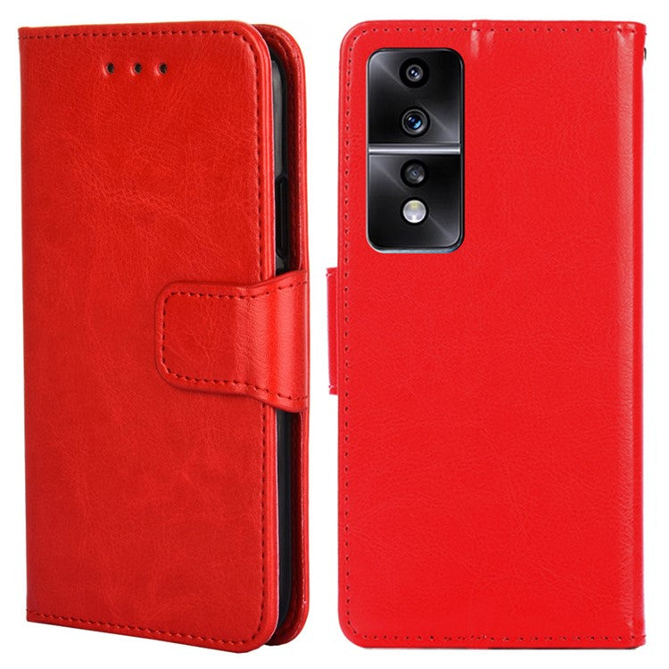 For Honor 80 GT 5G Textured PU Leather Wallet Phone Stand Cover Shockproof Mobile Case - Red