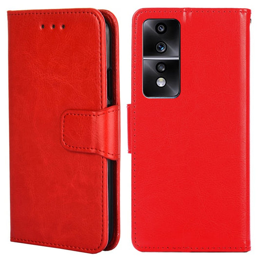 For Honor 80 GT 5G Textured PU Leather Wallet Phone Stand Cover Shockproof Mobile Case - Red