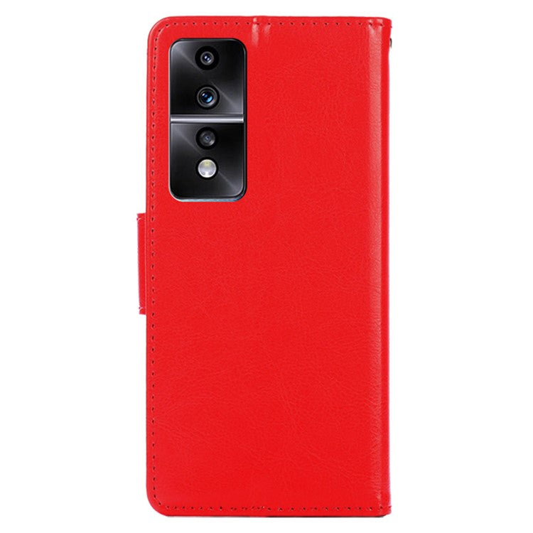 For Honor 80 GT 5G Textured PU Leather Wallet Phone Stand Cover Shockproof Mobile Case - Red