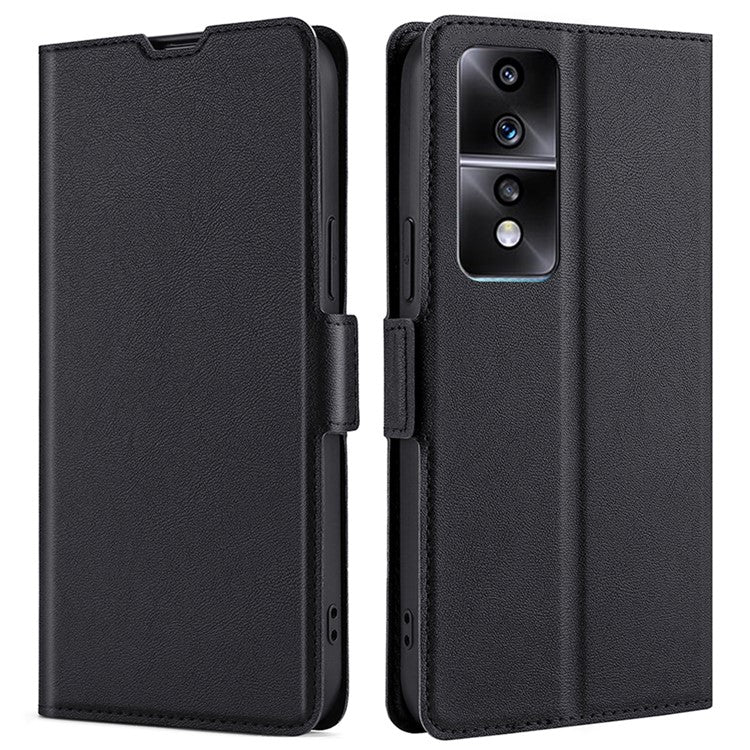For Honor 80 GT 5G Shockproof PU Leather Cover Card Holder Foldable Stand Phone Case - Black