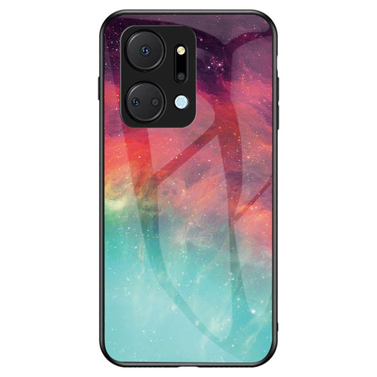 Mobile Phone Case for Honor X7a 5G, Starry Sky Pattern Tempered Glass+PC+TPU Smartphone Cover - Color Starry Sky