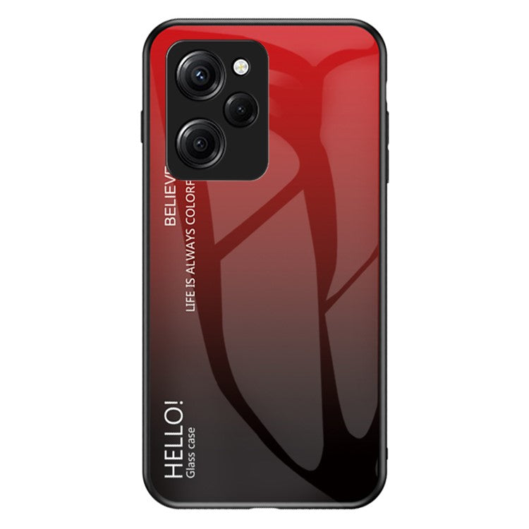 For Xiaomi Poco X5 Pro 5G / Redmi Note 12 Pro Speed 5G Phone Case Tempered Glass Slim Case - Gradient Red Black