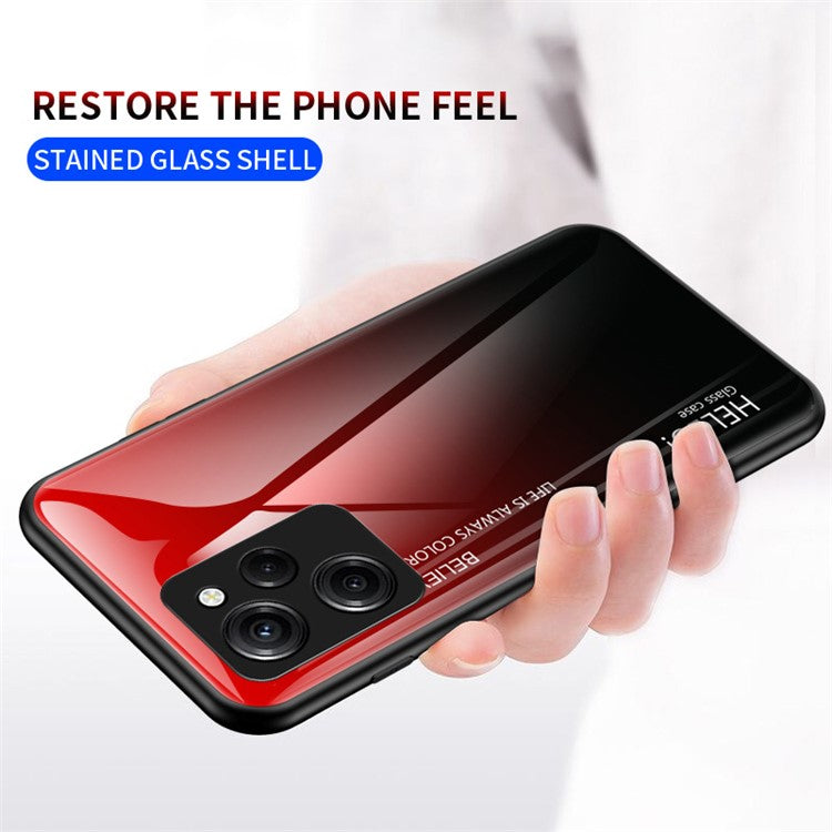 For Xiaomi Poco X5 Pro 5G / Redmi Note 12 Pro Speed 5G Phone Case Tempered Glass Slim Case - Gradient Red Black