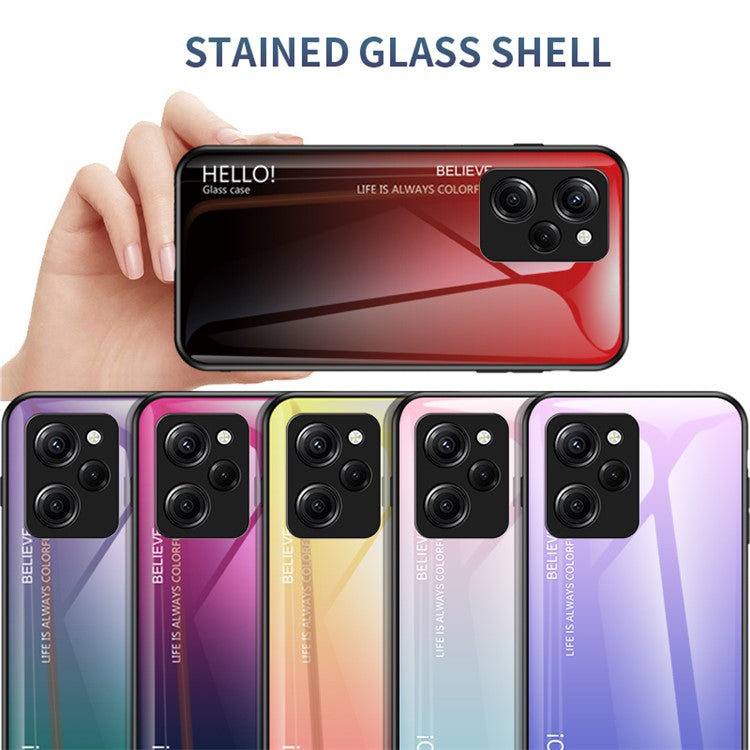 For Xiaomi Poco X5 Pro 5G / Redmi Note 12 Pro Speed 5G Phone Case Tempered Glass Slim Case - Gradient Red Black