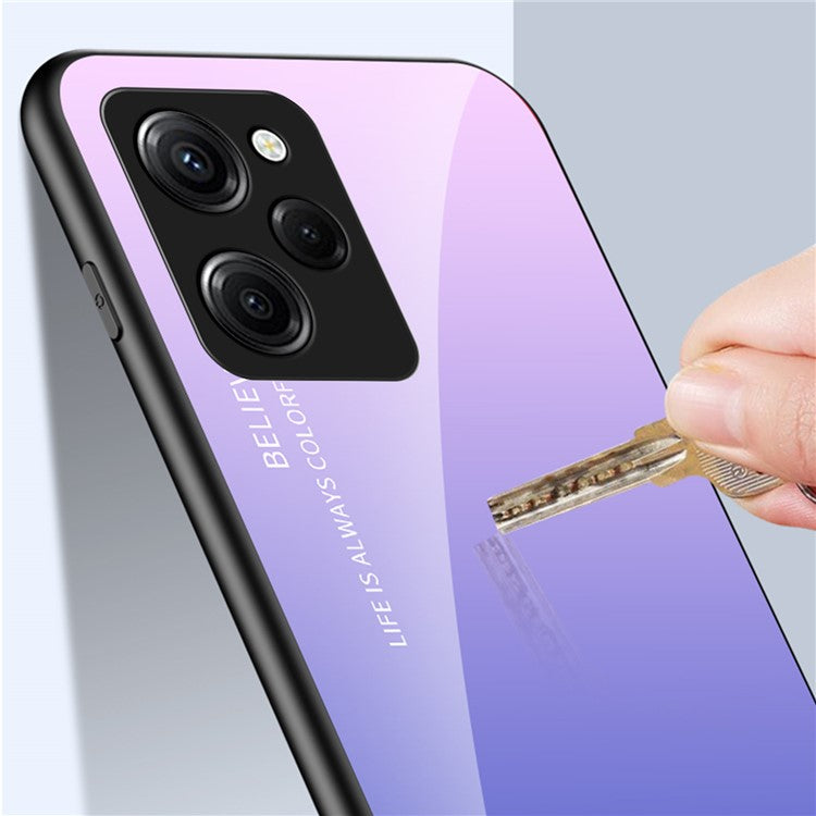 For Xiaomi Poco X5 Pro 5G / Redmi Note 12 Pro Speed 5G Phone Case Tempered Glass Slim Case - Gradient Red Black