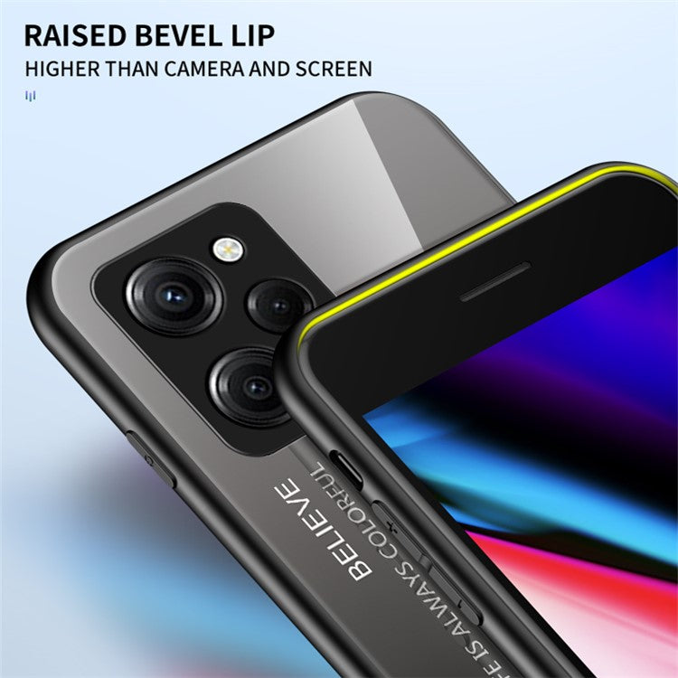 For Xiaomi Poco X5 Pro 5G / Redmi Note 12 Pro Speed 5G Phone Case Tempered Glass Slim Case - Gradient Red Black