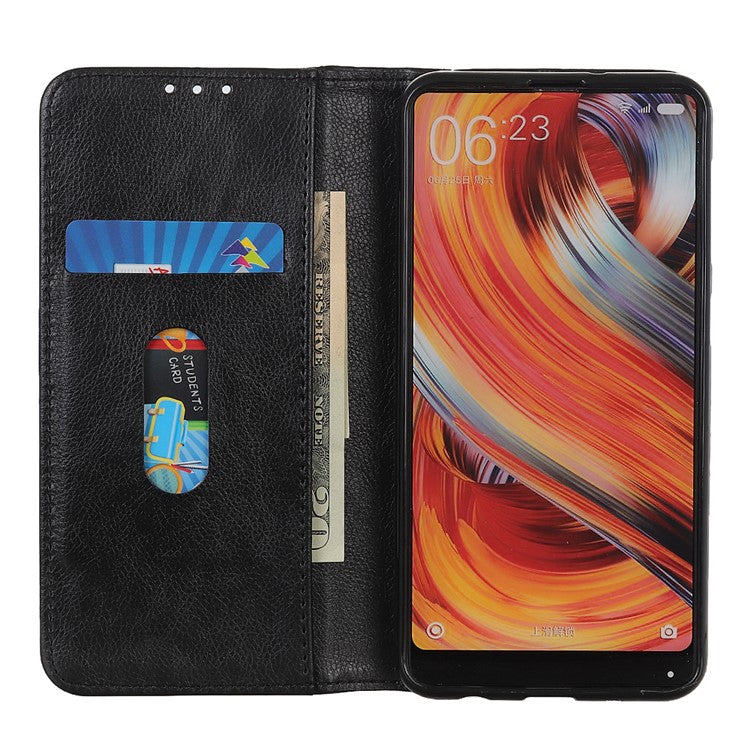 Shockproof Phone Cas For Motorola Moto E13 4G, Split Leather  Litchi Texture Flip Wallet Anti-fall Phone Cover Stand - Black