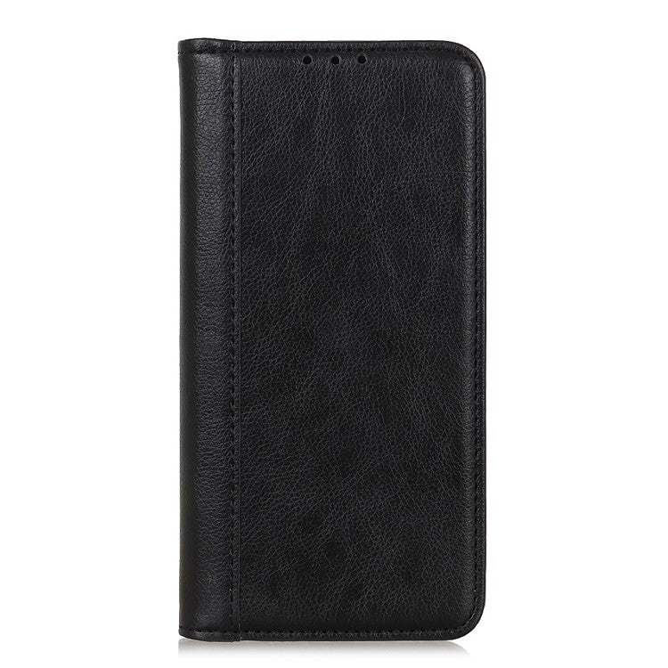 Shockproof Phone Cas For Motorola Moto E13 4G, Split Leather  Litchi Texture Flip Wallet Anti-fall Phone Cover Stand - Black
