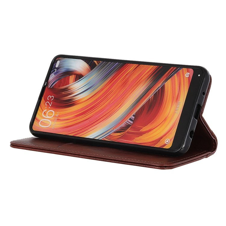 Shockproof Phone Cas For Motorola Moto E13 4G, Split Leather  Litchi Texture Flip Wallet Anti-fall Phone Cover Stand - Brown