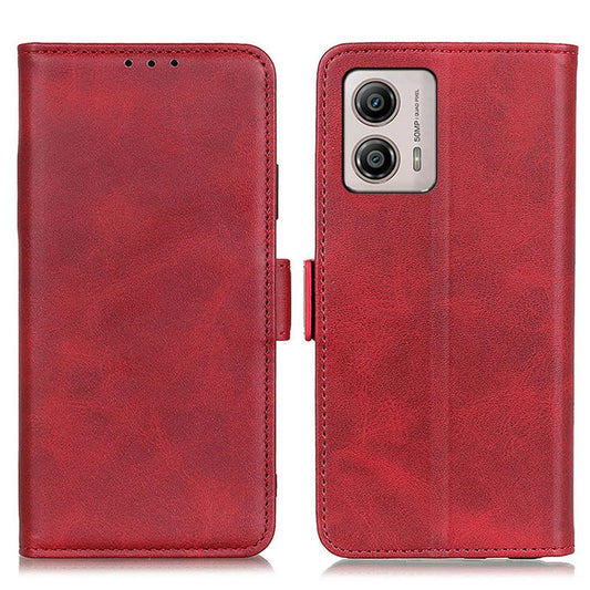 Wallet Phone Stand Case for Motorola Moto G53 5G / G13 4G / G23 4G , Cowhide Texture PU Leather Phone Cover - Red
