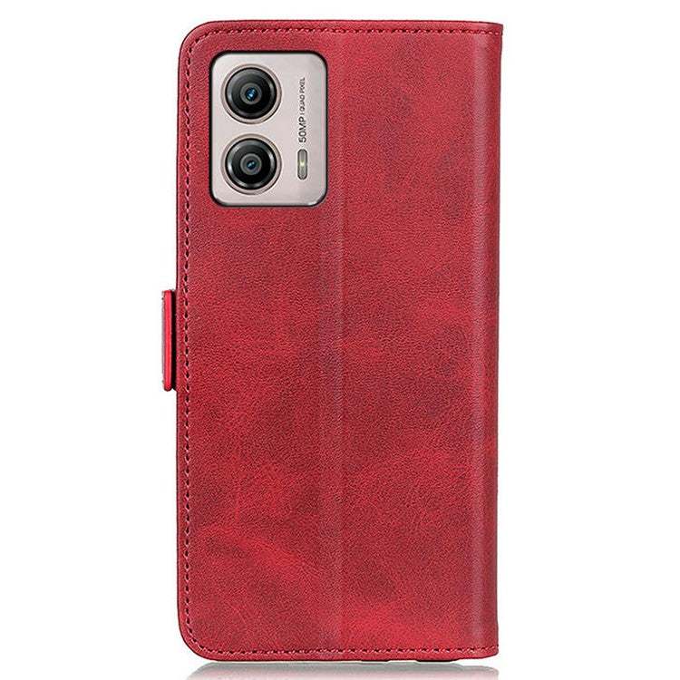 Wallet Phone Stand Case for Motorola Moto G53 5G / G13 4G / G23 4G , Cowhide Texture PU Leather Phone Cover - Red
