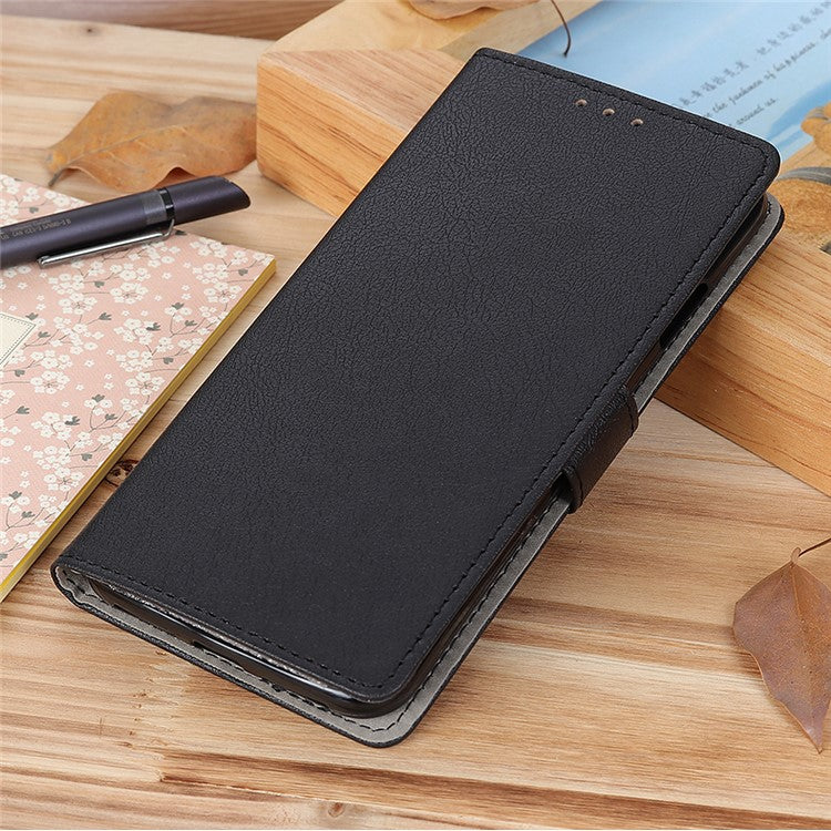 Cell Phone Stand Case for Motorola Moto G53 5G / G13 4G / G23 4G , Anti-scratch Textured Leather Wallet Cover - Black