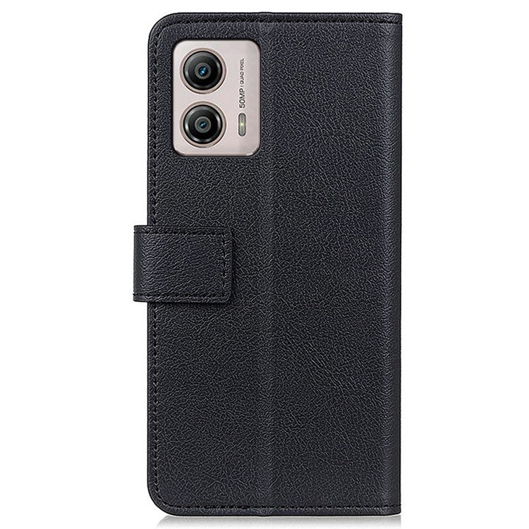 Cell Phone Stand Case for Motorola Moto G53 5G / G13 4G / G23 4G , Anti-scratch Textured Leather Wallet Cover - Black