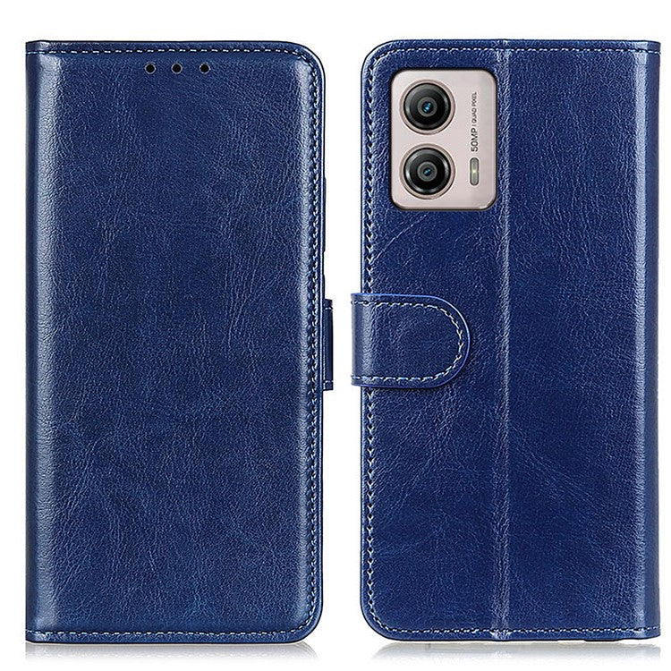 PU Leather Phone Case for Motorola Moto G53 5G / G13 4G / G23 4G , Crazy Horse Texture Stand Wallet Phone Cover - Blue