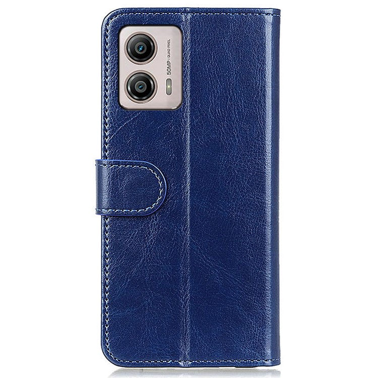 PU Leather Phone Case for Motorola Moto G53 5G / G13 4G / G23 4G , Crazy Horse Texture Stand Wallet Phone Cover - Blue