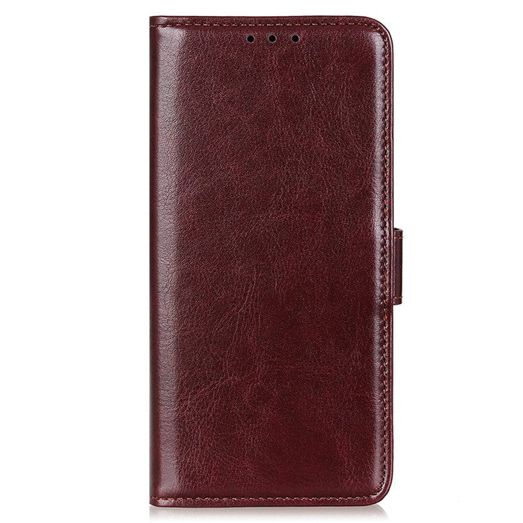 PU Leather Phone Case for Motorola Moto G53 5G / G13 4G / G23 4G , Crazy Horse Texture Stand Wallet Phone Cover - Brown