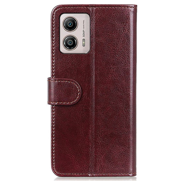 PU Leather Phone Case for Motorola Moto G53 5G / G13 4G / G23 4G , Crazy Horse Texture Stand Wallet Phone Cover - Brown
