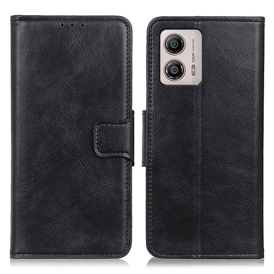 Cell Phone Case For Motorola Moto G53 5G / G13 4G / G23 4G Crazy Horse Texture Wallet Stand Shockproof PU Leather Phone Cover - Black
