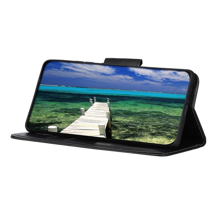 Cell Phone Case For Motorola Moto G53 5G / G13 4G / G23 4G Crazy Horse Texture Wallet Stand Shockproof PU Leather Phone Cover - Black