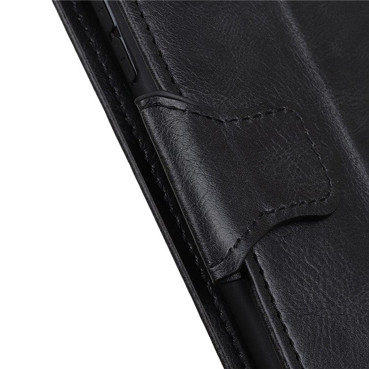 Cell Phone Case For Motorola Moto G53 5G / G13 4G / G23 4G Crazy Horse Texture Wallet Stand Shockproof PU Leather Phone Cover - Black