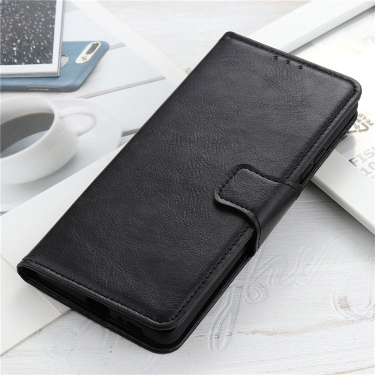 Cell Phone Case For Motorola Moto G53 5G / G13 4G / G23 4G Crazy Horse Texture Wallet Stand Shockproof PU Leather Phone Cover - Black