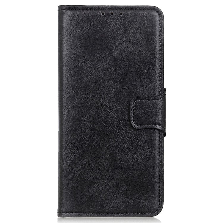 Cell Phone Case For Motorola Moto G53 5G / G13 4G / G23 4G Crazy Horse Texture Wallet Stand Shockproof PU Leather Phone Cover - Black