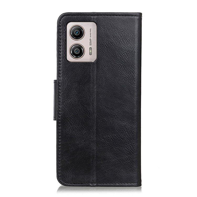 Cell Phone Case For Motorola Moto G53 5G / G13 4G / G23 4G Crazy Horse Texture Wallet Stand Shockproof PU Leather Phone Cover - Black