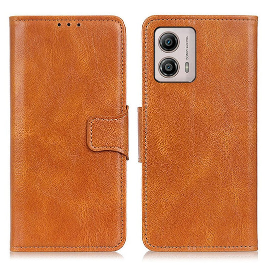 Cell Phone Case For Motorola Moto G53 5G / G13 4G / G23 4G Crazy Horse Texture Wallet Stand Shockproof PU Leather Phone Cover - Brown