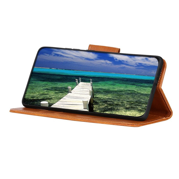 Cell Phone Case For Motorola Moto G53 5G / G13 4G / G23 4G Crazy Horse Texture Wallet Stand Shockproof PU Leather Phone Cover - Brown