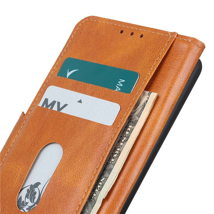 Cell Phone Case For Motorola Moto G53 5G / G13 4G / G23 4G Crazy Horse Texture Wallet Stand Shockproof PU Leather Phone Cover - Brown