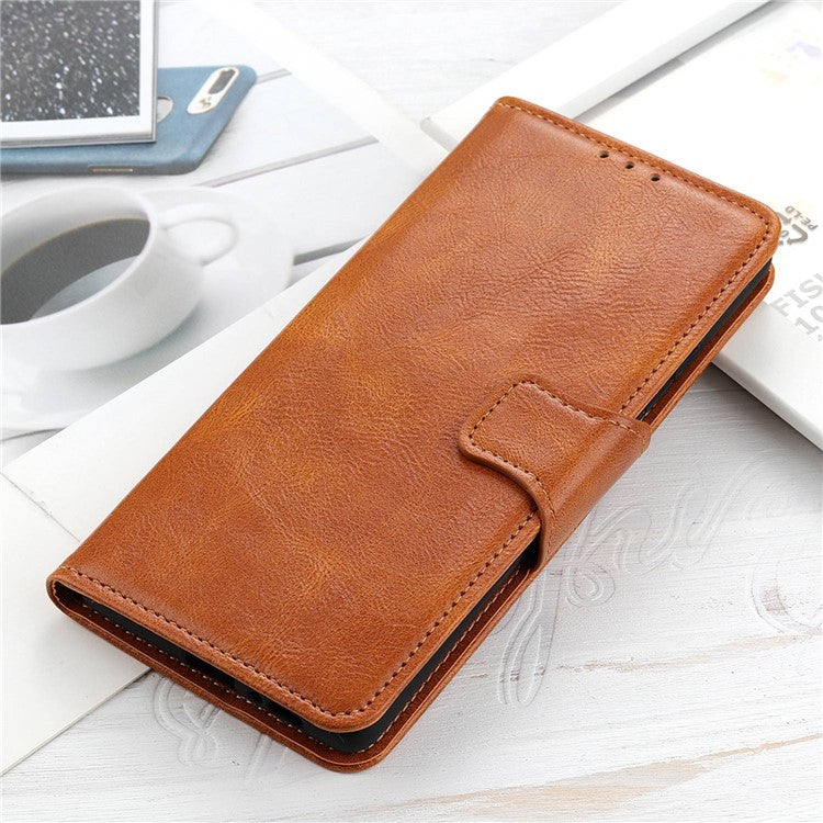Cell Phone Case For Motorola Moto G53 5G / G13 4G / G23 4G Crazy Horse Texture Wallet Stand Shockproof PU Leather Phone Cover - Brown