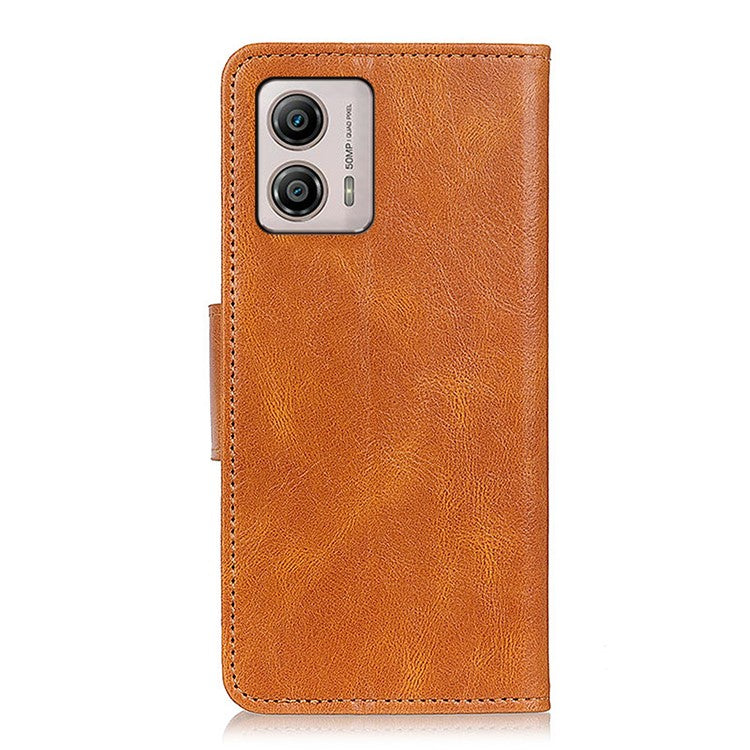 Cell Phone Case For Motorola Moto G53 5G / G13 4G / G23 4G Crazy Horse Texture Wallet Stand Shockproof PU Leather Phone Cover - Brown