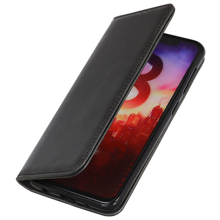 Anti-scratch Phone Case for Motorola Moto E13 4G, Split Leather Magnetic Folio Flip Cell Phone Cover with Wallet - Black