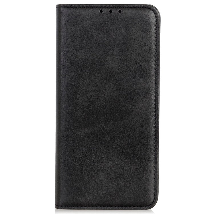Anti-scratch Phone Case for Motorola Moto E13 4G, Split Leather Magnetic Folio Flip Cell Phone Cover with Wallet - Black