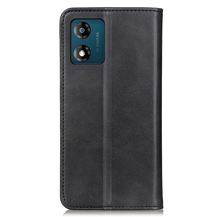 Anti-scratch Phone Case for Motorola Moto E13 4G, Split Leather Magnetic Folio Flip Cell Phone Cover with Wallet - Black