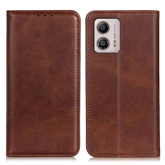 Anti-fall Protective Phone Case for Motorola Moto G53 5G / G13 4G / G23 4G , Split Leather Magnetic Scratch-resistant Phone Cover with Wallet Stand - Coffee