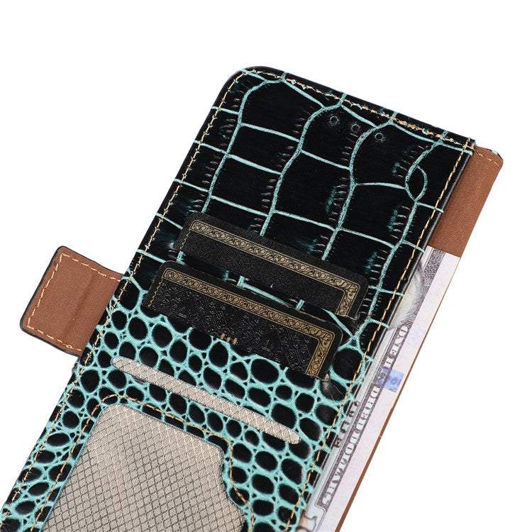 Leather Phone Case for Motorola Moto G53 5G, RFID Blocking Crocodile Texture Anti-scratch Drop-proof Phone Cover Wallet Stand - Green