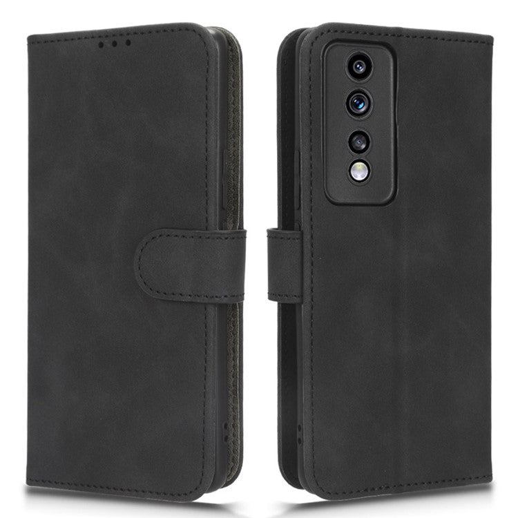 Flip Shell for Honor 80 GT 5G Skin-touch PU Phone Leather Case Wallet Stand Mobile Phone Cover - Black
